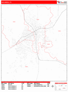 San Angelo Digital Map Red Line Style